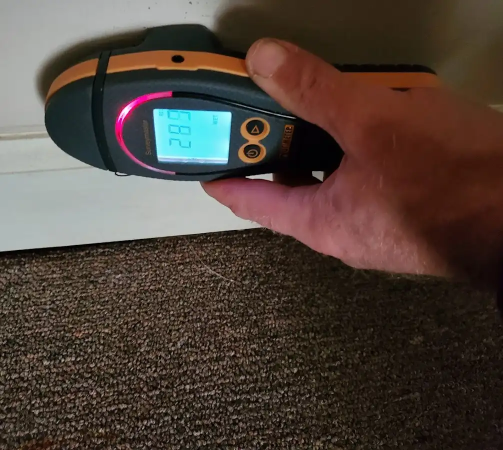 Moisture detection at baseboard during Sewage Cleanup & Sanitation in Cedar Hills